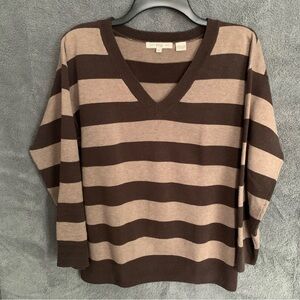 Cotton striped V-neck sweater